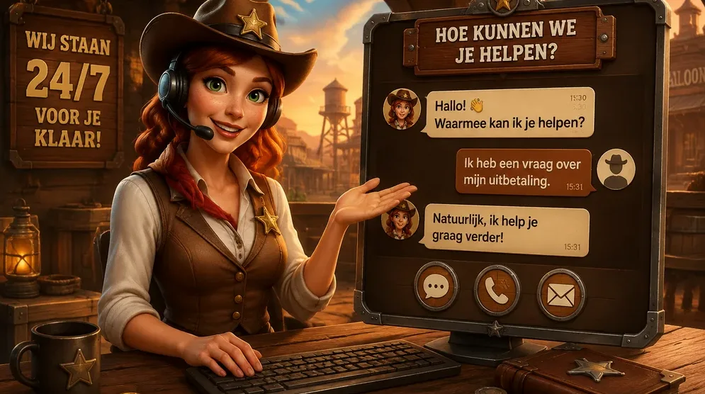 headset-agent met chat-venster op beeldscherm